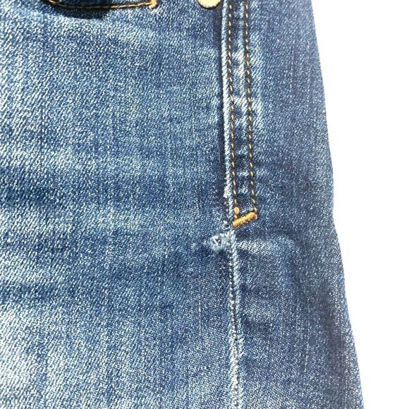 Zara Denim Raw Hem Mid Rise Skinny Medium Wash Blue Jeans Distressed size 6 - Picture 7 of 9